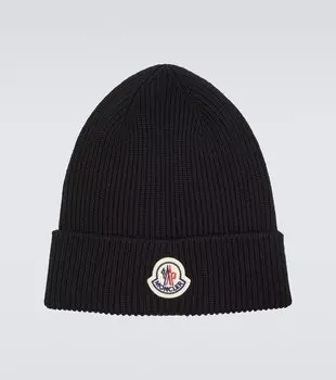 Шерстяная шапка Moncler, черный