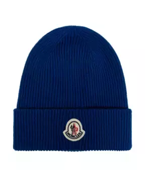 Шерстяная шапка Moncler, синий