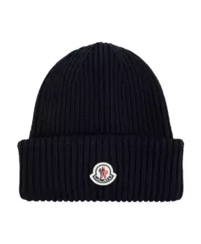 Шерстяная шапка Moncler, синий