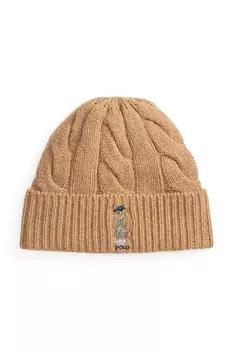Шерстяная шапка Polo Ralph Lauren, бежевый