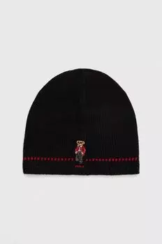 Шерстяная шапка Polo Ralph Lauren, черный