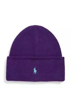 Шерстяная шапка Polo Ralph Lauren, фиолетовый