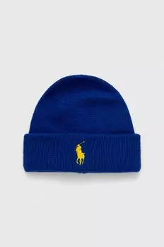 Шерстяная шапка Polo Ralph Lauren, синий