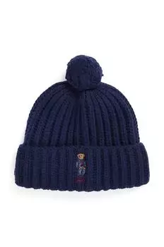 Шерстяная шапка Polo Ralph Lauren, темно-синий