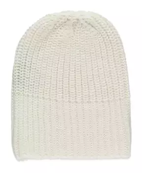 Шерстяная шапка с эластичным ребристым узором Andrea Ya’Aqov, бежевый