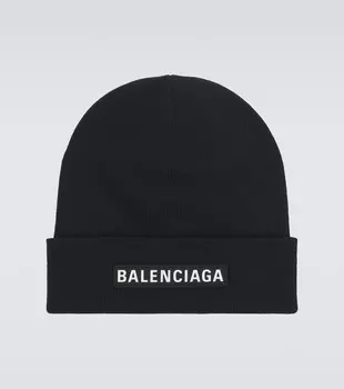Шерстяная шапка с добавками Balenciaga, черный