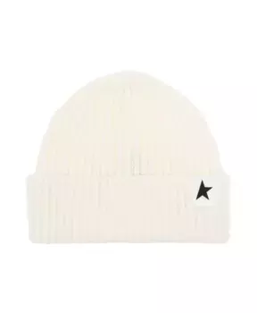 Шерстяная шапка с логотипом Golden Goose, бежевый