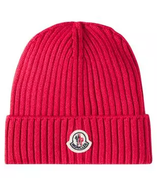 Шерстяная шапка с логотипом Moncler Enfant, красный