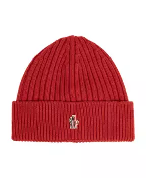 Шерстяная шапка с логотипом Moncler, красный