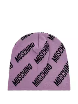 Шерстяная шапка с логотипом Moschino, фиолетовый