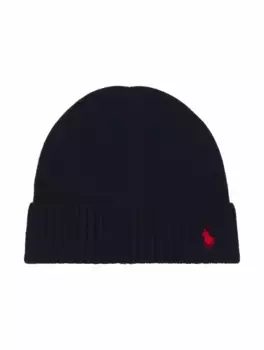 Шерстяная шапка с логотипом Ralph Lauren, тёмно-синий