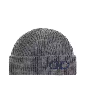 Шерстяная шапка с логотипом Salvatore Ferragamo, серый