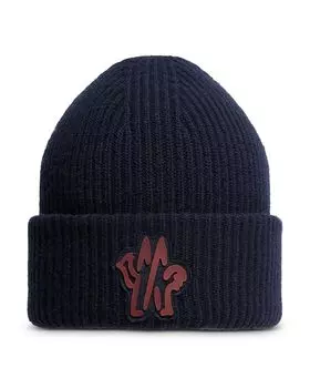 Шерстяная шапка с манжетами Moncler, синий
