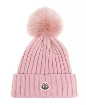 Шерстяная шапка с помпоном Moncler, розовый
