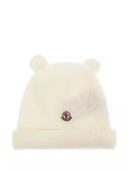 Шерстяная шапка с ушками Moncler Enfant, белый