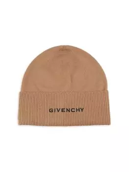 Шерстяная шапка с вышитым логотипом Givenchy, цвет Camel