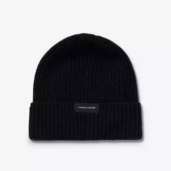 Шерстяная шапка с загнутыми полями и фирменной нашивкой Canada Goose, черный