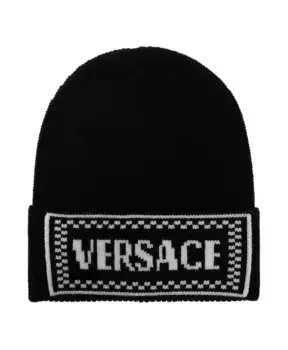 Шерстяная шапка Versace, черный
