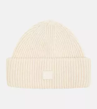 Шерстяная шапка в рубчик Acne Studios, бежевый