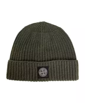 Шерстяная шапка в стиле милитари в рубчик Stone Island, зеленый