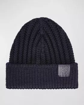Шерстяная шапка в стиле рыбака Loewe, цвет Navy Blue