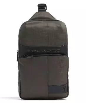 Шерстяная сумка-слинг из мелкозернистой яловой кожи. Piquadro, хаки