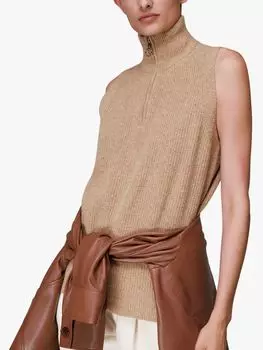 Шерстяная трикотажная майка с полумолнией Whistles, овсянка