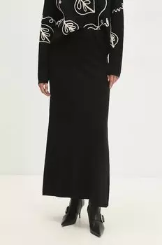 Шерстяная юбка Answear.Lab, черный