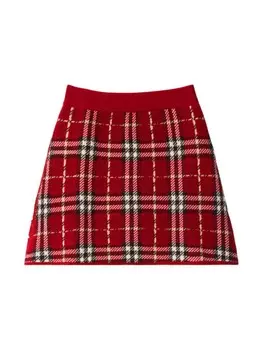 Шерстяная юбка Burberry Kids, красный