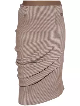 Шерстяная юбка-карандаш FENDI, коричневый
