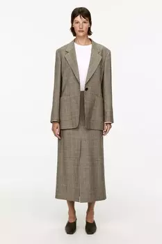 Шерстяная юбка-карандаш в клетку Arket, бежевый