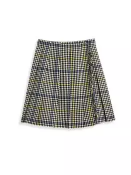 Шерстяная юбка Klorrian с бахромой и узором "гусиные лапки" для маленьких девочек и девочек Burberry, цвет Parchment