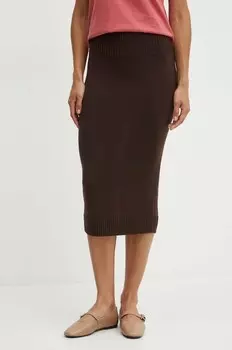 Шерстяная юбка Max Mara Leisure, коричневый