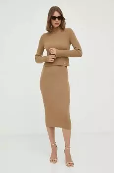 Шерстяная юбка MICHAEL Michael Kors, коричневый