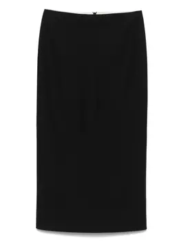 Шерстяная юбка миди Carven, черный