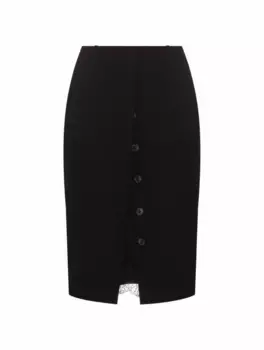 Шерстяная юбка на пуговицах Dries Van Noten, черный