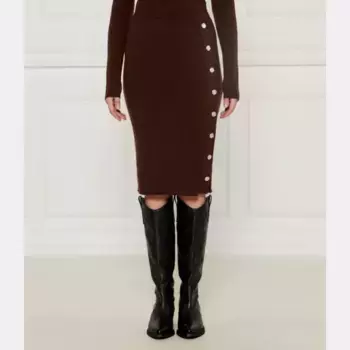 Шерстяная юбка Pinko, коричневый