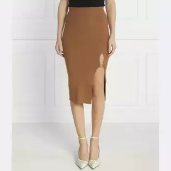 Шерстяная юбка Pinko, коричневый