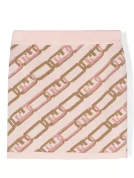 Шерстяная юбка с логотипом Lock Fendi Kids, розовый