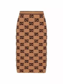 Шерстяная юбка с монограммой Gucci