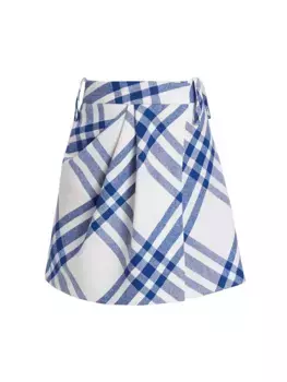 Шерстяная юбка в клетку Knight с запахом Burberry, цвет knight check