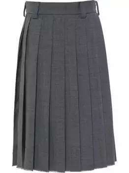 Шерстяная юбка в клетку Prince of Wales MIU MIU, серый