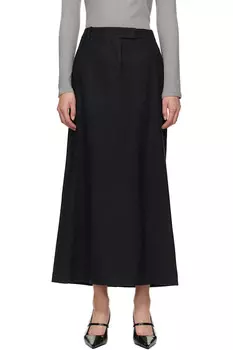 Шерстяная удлинённая юбка модель maxi Le17Septembre, цвет charcoal