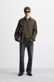 Шерстяная верхняя рубашка ZARA, цвет Earth
