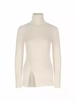 Шерстяная водолазка с разрезами Y’s, белый