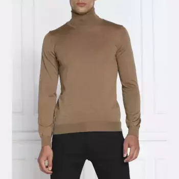 Шерстяная водолазка стандартного кроя с высоким воротником и воротником-стойкой Oscar Jacobson, коричневый