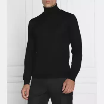 Шерстяная водолазка стандартного кроя с высоким воротником и воротником-стойкой Oscar Jacobson, черный