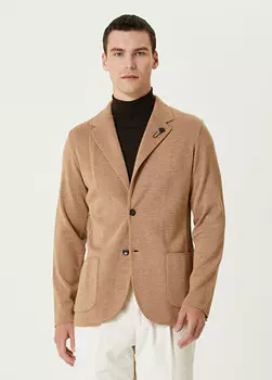 Шерстяная вязаная куртка Lardini, бежевый