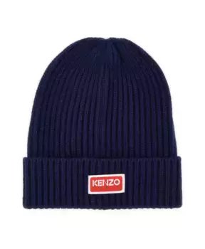 Шерстяная вязаная шапка с логотипом Kenzo, синий
