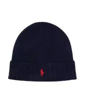 Шерстяная вязаная шапка с логотипом Polo Ralph Lauren, синий